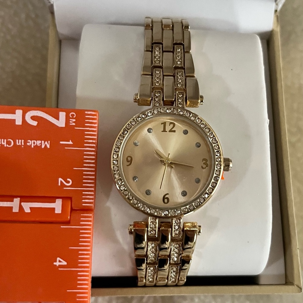 Gold Tone Rhinestone Watch - Picture 4 of 6